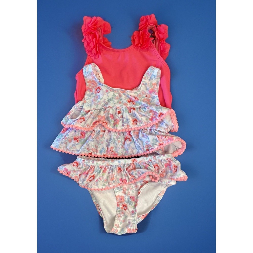 Lot Gap Crown & Ivy Size 3 3T Toddler Girl Swimsuit Pink One Piece Floral Bikini